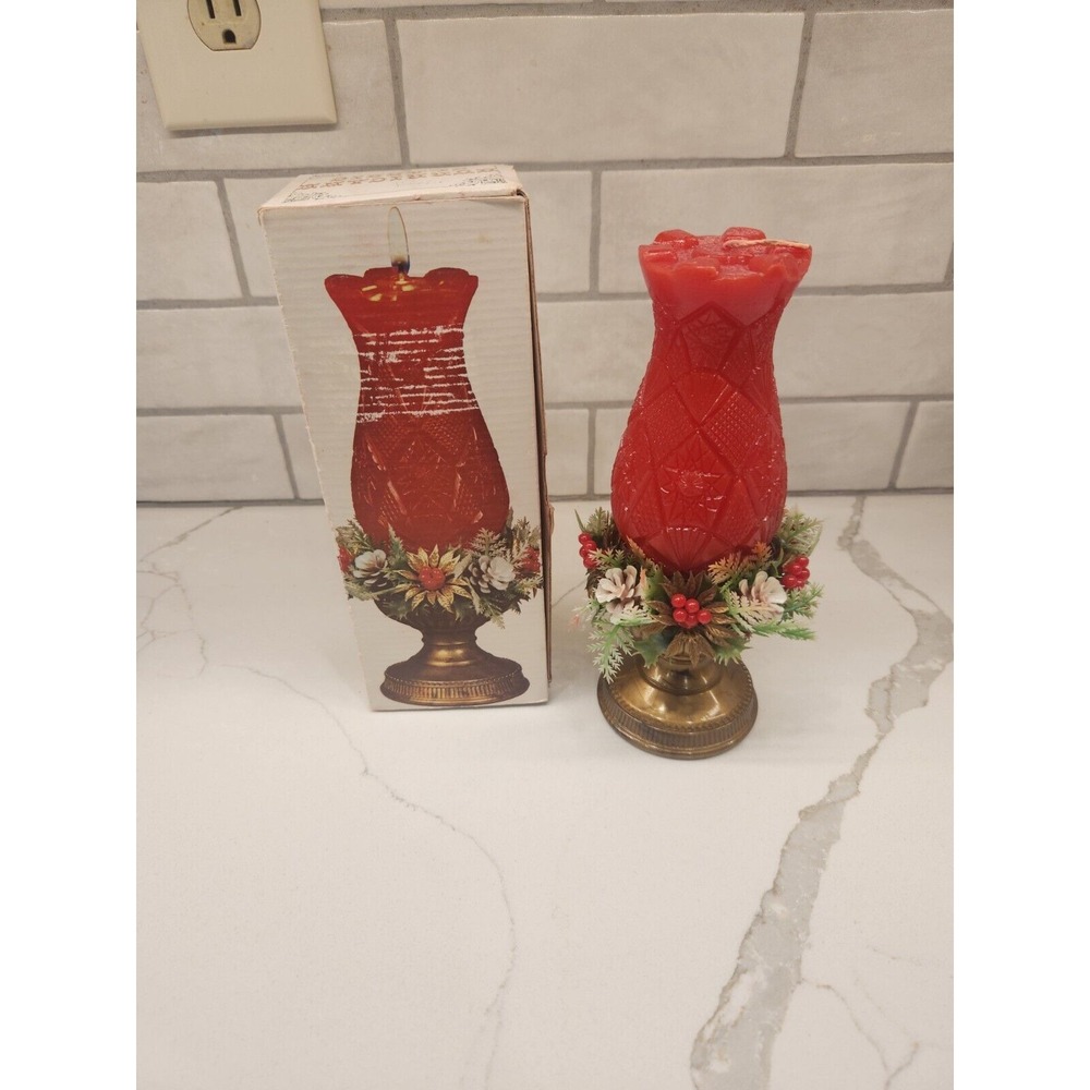 1978 Red‎ Hurricane Classic Christmas Candle 8" Tall With Box Made In Hong Kong